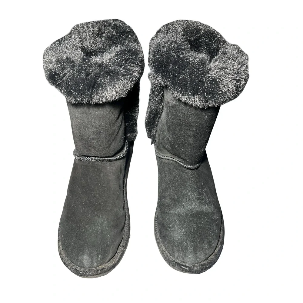 Lamo‎ Boots Womens Size 8 Black Camelia Suede Faux Fur Lined Sheepskin Winter